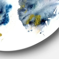 DesignArt 'Сиви и сини облаци со златен сјај' модерна метална wallидна уметност на кругот - диск од 29