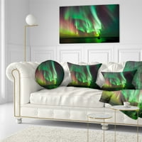DesignArt Зелени северни светла Аурора - Апстрактна перница за фрлање - 12x20