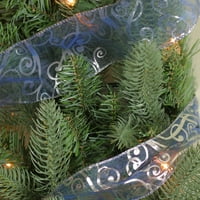 Сини и сребрени вртливи жични божиќни занаети лента