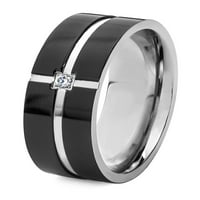 Крајбрежен накит црн позлатен не'рѓосувачки челик кубни цирконија жлечен прстен