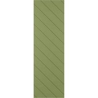 Ekena Millwork 18 W 56 H TRUE FIT PVC Diagonal Slat модерен стил фиксни ролетни за монтирање, мов зелена