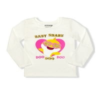 Бебе ајкула Деца девојки Девојки со долги ракави маица и хеланки, сет на облека со 2 парчиња
