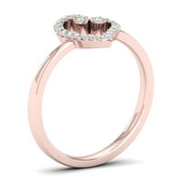 Империјал 1 10CT TDW Diamond 10K розово злато отворено срце моден прстен