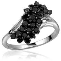 Jewelersclub 0. Стерлинг сребро 1. карат црн дијамантски прстен за жени