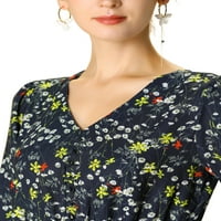 Единствени поволни цени за цвеќиња на женски цветни печати против вратот замотана од половината Миди А-линија фустан