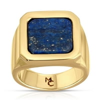 Мишел Кембел накит за накит Lapенски лаптис сигнал прстен, месинг со 14к жолто злато преклоп со оригинален