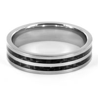 Крајбрежен накит двојно црно јаглеродно влакно вметнување титаниумски опсег прстен