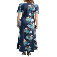 Облека за удобност женски цветен лакт ракав макси фустан