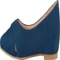 Collectionенска колекција Journee Winslo Intered Toe Ballet Balllet Flat Mavy Fau Suede m