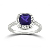 Arista Diamond Accent, создаден женски прстен Аметист и Вајт Сафир, обетки и приврзоци поставени во Стерлинг