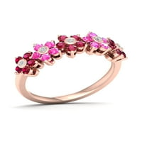 Империјал скапоцен камен 14К злато позлатено сребро создаде рубин и создаде розов сафир цветен прстен за жени
