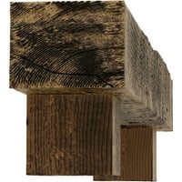 Ekena Millwork 8 H 8 D 48 W Rough Sawn Fau Wood Camplace Mantel Kit W alamo Corbels, природен златен даб
