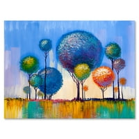 Шарени пејзажни дрвја Импресионистичко сликање на платно уметничко печатење