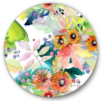 Дизајн на „Витални диви пролетни лисја и диви цвеќиња III“ модерна метална wallидна уметност - диск од 23