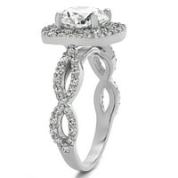 РИНГ Невестински сет: прстен за ангажман со дијаманти и центар Моисанит во злато од роза од 14 килограми