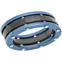 Машки не'рѓосувачки челик црна и сина IP -зачукана завршна лента - машка прстен