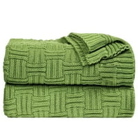 Единствени поволни цени памучен кабел плетен тросед фрли ќебе жолто-зелено 70 78