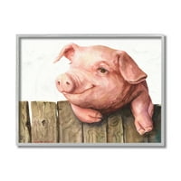Слупел Индустриска прасе на дрвена ограда розова фарма животинска сива врамена, 14), дизајн од Georgeорџ Дијахенко
