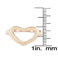 Розово позлатен висок полски прстен на отворено срце од не'рѓосувачки челик