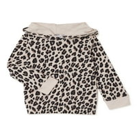Garanimals Baby & Toddler Girls Leopard Hooded со долга ракав маица, големини 12M-5T