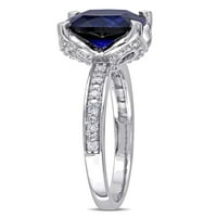 Тангело 2- Карат Т.Г.В. Создаден сино сафир и дијамант-акцент 10K прстен за ангажман на бело злато