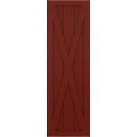 Ekena Millwork 18 W 71 H TRUE FIT PVC SINE X-BOARD FERMONE FIXENT MONTING SLULTERS, PEPPER RED