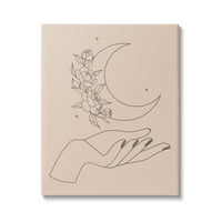 СТУПЕЛ ИНДУСТРИИ мистични цветни рози месечина палма линија цртање платно wallидна уметност, 40, дизајн од