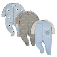 Gerber Baby Boy Organic Pajamas Sleep 'N Play Sleepers, 3-пакет