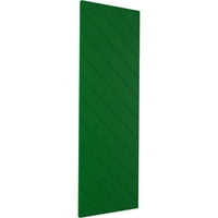 Ekena Millwork 12 W 79 H TRUE FIT PVC Diagonal Slat модерен стил фиксирани ролетни за монтирање, виридијан зелена