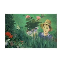 Трговска марка ликовна уметност „момче во цвеќиња“ платно уметност од Манет