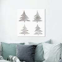 Одмор и сезонска wallидна уметност платно ги отпечати празниците на дрвјата „дрвја“ - кафеава, бела боја