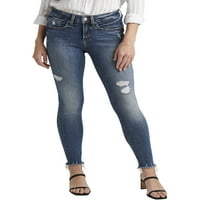 Co. Silver Jeans Co. Women'sенски суки средно издигнување слаби фармерки, големини на половината 24-36