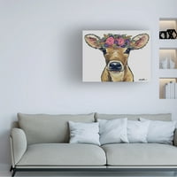 Hippie Hound Studios 'Cow Bambi Flowers Grey' Art Canvas Art