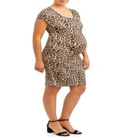 Мајчинство loveубов Сади со краток ракав фустан со леопард принт