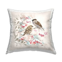 Stuple industries зимски холи гранки птици печатени фрлаат перници дизајн од Пип Вилсон