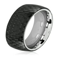 Крајбрежен накит од не'рѓосувачки челик јаглеродни влакна Објавување на сјајно куполно прстен